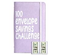 1 Pcs Budget Planner, Money Saving Wallet, Money Saving Binder Budget Binder, 100 Envelopes Savings Challenge Book, Moneys Savings Book, PU Budgets Planner for Cash Stuffing Finance Organize (Purple)