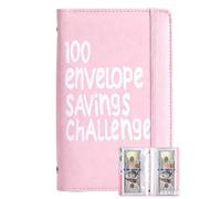 1 Pcs Budget Planner, Money Saving Wallet, Money Saving Binder Budget Binder, 100 Envelopes Savings Challenge Book, Moneys Savings Book, PU Budgets Planner for Cash Stuffing Finance Organize (Pink)