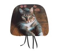 1 PCS Car Headrest Covers Soft Breathable Car Head Rest Covers Protector Cat Lying on Wooden Floor Headrest Covers for Cars Seat Headrest Covers for Trucks SUV Universal Interior Cars Accessories