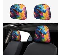1 PCS Car Headrest Covers Soft Breathable Car Head Rest Covers Protector Colorful of dragons Headrest Covers for Cars Seat Headrest Covers for Trucks SUV Universal Interior Cars Accessories