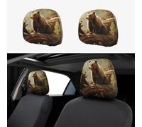1 PCS Car Headrest Covers Soft Breathable Car Head Rest Covers Protector Cute Bears Play in The Tree Headrest Covers for Cars Seat Headrest Covers for Trucks SUV Universal Interior Cars Accessories