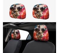1 PCS Car Headrest Covers Soft Breathable Car Head Rest Covers Protector Giraffe wearing sunglasses Headrest Covers for Cars Seat Headrest Covers for Trucks SUV Universal Interior Cars Accessories