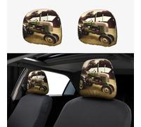 1 PCS Car Headrest Covers Soft Breathable Car Seat Head Rest Covers Set Elastic Head Rest Protector Universal Auto Accessories Old Tractor Photo Farm Headrest Cover for Cars Sedans Vans Trucks