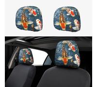 1 PCS Car Headrest Covers Soft Breathable Car Seat Head Rest Covers Set Elastic Head Rest Protector Universal Auto Accessories Japan Fancy Koi Carp Fishes Headrest Cover for Cars Sedans Vans Trucks