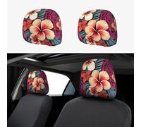 1 PCS Car Headrest Covers Soft Breathable Car Seat Head Rest Covers Set Elastic Head Rest Protector Universal Auto Accessories Hawaiian Print pattern Headrest Cover for Cars Sedans Vans Trucks