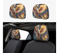 1 PCS Car Headrest Covers Soft Breathable Car Seat Head Rest Covers Set Elastic Head Rest Protector Universal Auto Accessories Fire and water phoenix Headrest Cover for Cars Sedans Vans Trucks