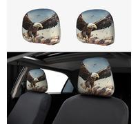 1 PCS Car Headrest Covers Soft Breathable Car Seat Head Rest Covers Set Elastic Head Rest Protector Universal Auto Accessories An eagle flies over Headrest Cover for Cars Sedans Vans Trucks