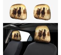 1 PCS Car Headrest Covers Soft Breathable Car Seat Head Rest Covers Set Elastic Head Rest Protector Universal Auto Accessories Galloping Running Horses Headrest Cover for Cars Sedans Vans Trucks