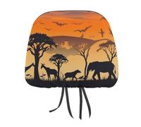 1 PCS Car Headrest Covers Soft Breathable Car Seat Head Rest Covers Set Elastic Head Rest Protector Universal Auto Accessories African Wild Animals Headrest Cover for Cars Sedans Vans Trucks