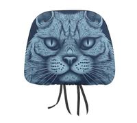 1 PCS Car Headrest Covers Soft Breathable Car Seat Head Rest Covers Set Elastic Head Rest Protector Universal Auto Accessories Blue Cat Head Pattern Headrest Cover for Cars Sedans Vans Trucks