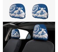 1 PCS Car Headrest Covers Soft Breathable Cars Head Rest Cover Protector Lamb with A Lion On The Clouds Headrest Covers Personalized Car Seat Head Rest Cover for SUV Sedan Trucks Cars Accessories