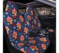 1 Pcs Car Seat Cover for Front Seats - Orange Fox Winter Snowflake Streamer | Premium Automotive Bucket Front Seat Covers Waterproof Universal Carseat Seat Protectors for Cars, SUVs and Trucks
