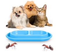 1 Pcs Cat Food Bowl 25 oz Plastic Cat Dog Pet Food Bowl Double No Spill Feeding Water Bowls Ants Go Away Feeding Bowls for Small Medium Pets Blue