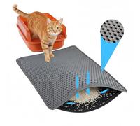 1 Pcs Cat Litter Mat, Double Layer Honeycomb Design Litter Trapping Mat, 40x60CM Large Size with Textile Edging, Non-Slip Washable Cat Litter Tray Mat for Cats