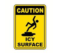 1 Pcs Caution Metal Sign Watch Your Step Slippery When Wet Or Ice Warning Signs(Style 1,30x40cm-Tin)