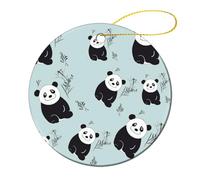 1 Pcs Ceramic Christmas Ornaments 2.8 Inch - Cartoon Panda Bear Double Sided Round Holiday Tree Hanging Decor for Home, Party, Hotel Decorations, Gift for Teacher, Neighbor, Friend