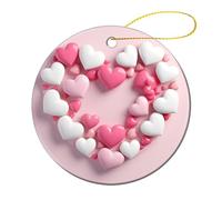 1 Pcs Ceramic Christmas Ornaments 2.8 Inch - Heart Shaped Frame Double Sided Round Holiday Tree Hanging Decor for Home, Party, Hotel Decorations, Gift for Teacher, Neighbor, Friend