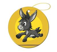 1 Pcs Ceramic Christmas Ornaments - Cartoon Donkey Image Round Porcelain Hanging Decor with Double-Sided Printing, Christmas Tree Ornament for Holiday Keepsake Gifts (2.8 Inch)