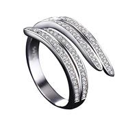 1 Pcs Charming Diamond Feather Shape Woman's Ring Fashion Beautiful Open Ring Jewelry Accessories Ring Can Be Adjustable Lover Gift Professional and Attractive