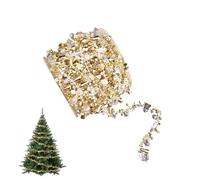 1 Pcs Christmas Bead Garland, Christmas Tree Beads, Crystal Acrylic Bead Garlands, Gold and Clear, Twist Bead String for Xmas Tree Decoration, Party Decorations Wedding, DIY Craft
