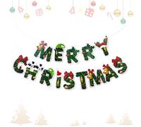 1 Pcs Christmas Bunting, Christmas Decorations Indoor, Xmas Letter Garland Banner, Hanging Banners for Xmas Party Decorations, Home Wall Fireplace Indoor Outdoor Party Supplies