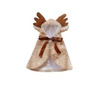 1 Pcs Christmas Dog Cloak Clothing Xmas Pet Elk Dress Up Outfit Shaped Cape Hat Supplies Cap Soft Adjustable Horn Reindeer Theme Holiday Accessory(S/Brown polka dots)