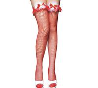 1 Pcs Christmas Fishnet Thigh High Socks Lace Top Black Red Hold Up Stockings Sexy Costume For Christmas One Size Fits All