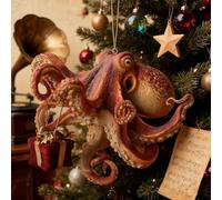 1 Pcs Christmas Octopus Ornament - Deep Sea Holiday Magic Hand-Painted Nautical Decor, 2D Acrylic Octopus Ornaments for Christmas Tree,Ocean Theme for Home, Wedding, Party,Gifts for Ocean Lovers