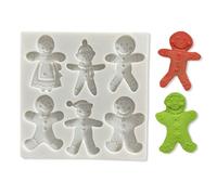 1 Pcs Christmas Silicone Molds for Chocolate 6-Cavities Various Shapes Gingerbread Man Shape 3D Chocolate Moulds Candy Molds for Christmas Day Holiday Theme Candy Pudding Jelly Making