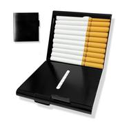 1 Pcs Cigarette case box,Portable cigarette case,Aluminium cigarette case,Double sided flip open cigarette case,Metal Cigarette Case for Women and Men,Can accommodate 20pcs standard Cigarette(Black).
