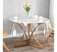 1 Pcs Clear Plastic Table Cover, Pvc Round Table Protector,Waterproof Oilproof Wipeable Tablecloths Anti-Scratch Transparent Tablecloth for Kitchen Office and Dining Tables 0.09 Mm Thick