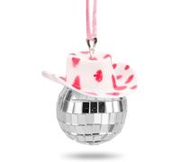1 pcs Cute Disco Ball Car Suspension Decorations, Reflective Ball Car Mirror Accessories, Colorful Gift Christmas Decorations(pink)