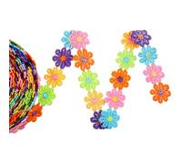 1 PCS Daisy Lace Ribbon Embroidered Floral Sewing Ribbons Color Lace Strip Handmade Patchwork Ribbon Sew Supplies for Appliques Sewing Clothes Decoration DIY Crafts 2.5cm Wide 7.5 Yards Colorful