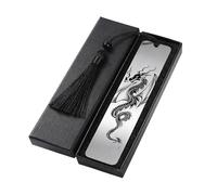 1 Pcs Dragon Bookmark with Black Tassel,Fantasy Inspired Dragon Gifts,Book Mark with Gift Box,Stainless Steel Metal Bookmark for Men,Readers,Graduation Gifts for Students Teachers Adults Men