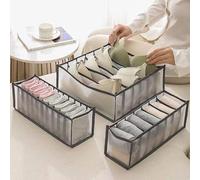 1 Pcs Drawer Organizers, 6 Grids Underwear Wardrobe Organizers Divider, Closet Organizers and Storage Boxes, Foldable Closet Storage Box for Underwear Bra Socks-Grey