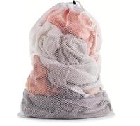 1 Pcs Drawstring Mesh Laundry Bag, Durable Laundry Net Washing Bag with Drawstring, 79x 68cm Extra Large Mesh Laundry Bag for Washing Machine Travel, Delicates, Bra, Toy Storage (WHITE)