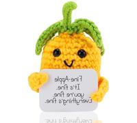 1 pcs Emotional Support Pineapple,3.15 Inch Positive Pineapple Handmade Cute Knitted Crochet Doll,Good Luck Charm,Funny Leaving Gifts for Colleague Teacher Friend Women Men,Back to School Gifts