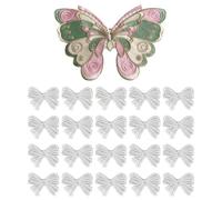 1 Pcs Extra Large Butterfly Patch with 20 Pcs Little White Bows, Extra Big Embroidered Applique Patches for Jackets Jeans Bags, Floral Motif Sew On Patches for Clothing Repair & Decoration
