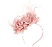 1 PCS Fascinators and Hats for Wedding Feather Headdress, Bridal Mesh, Hair Accessories, Party, Ball, Top Hat, Headband Women Girls (UK, Alpha, One Size, Nude Pink)