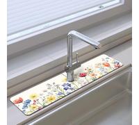 1 PCS Faucet Absorbent Mat - Kitchen Sink Splash Guard Wraparound Pads, Super Absorbent Fast Drying Drip Catcher for Sink Faucet in Kitchen & Bathroom, Colorful Flower 15 x 4 Inch AA8