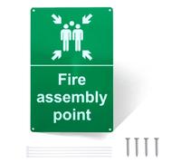 1 PCS Fire Assembly Point Sign Outdoor Aluminum Plate Signs for Emergency Evacuation Assembly Points 20x30cm Green