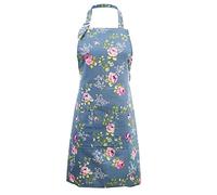 1 PCS Floral Apron for Women - Vintage Flower Canvas Bib With Pockets, Adjustable Blue Kitchen Pinafore for Baker Chef, Cooking Baking Gardening Restaurant