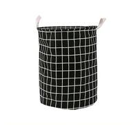 1 Pcs Folding Laundry Basket Round Laundry Hamper 40l Large Capacity Storage Basket Bin Bag Collapsible for Clothes Toys Organizer, Space-saving Room Decor (Black Checkered)