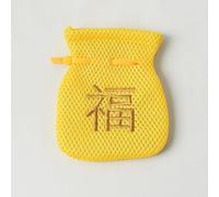 1 PCS Fu Character Embroidery Soap Bag, Handmade Bubble Mesh Pouch, Exfoliating Soap Saver with Drawstring, Facial Body Cleaning Tool for Bath Shower