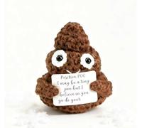 1 Pcs Fun Poo Mini Wool Knitted Doll with Positive Motivational Cards - Cute Funny Inspirational Good Luck Gift for Men & Women, Perfect for Christmas Birthday Anniversary