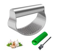 1 PCS Garlic Press Stainless Steel Garlic Crusher Presser Kitchen Garlic Rocker Food Grade Ginger Mincer Twister Squeezer Smasher with 1 PCS Silicone Garlic Peeler Tube Roller 1 PCS Cleaning Brush