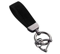 1 Pcs Genuine Leather Car Keychain for Audi Q2 Q3 Q4 Q5 Q7 Q8 Q9 S1 e-tron 2005-2027, 360 Degree Rotatable, With Anti-Lost D-Ring, Car Accessories, Keyring, Car Key Chain Holder,B/Black