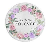 1 PCS Glass Strong Magnetic Refrigerator Magnet Fridge Sticker Family Is Forever Fridge Magnet Sticker Beautiful Wreath Greenery Magnets Office Home Decorations for Home Family