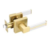 1 Pcs Gold Door Handles with White Leather, Brass Interior Door Handle