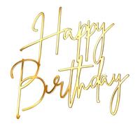 1 PCS Gold Happy Birthday Acrylic Cake Topper, Happy Birthday Sign Cake Side Ornament, Stylish Cupcake Topper Decor for Women Girls Men Boys Birthday Party Dessert Photo Booth